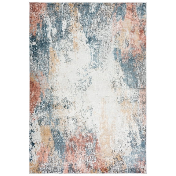 SAFAVIEH Vogue Hiram Distressed Area Rug, Ivory/Blue Rust, 8' x 10'