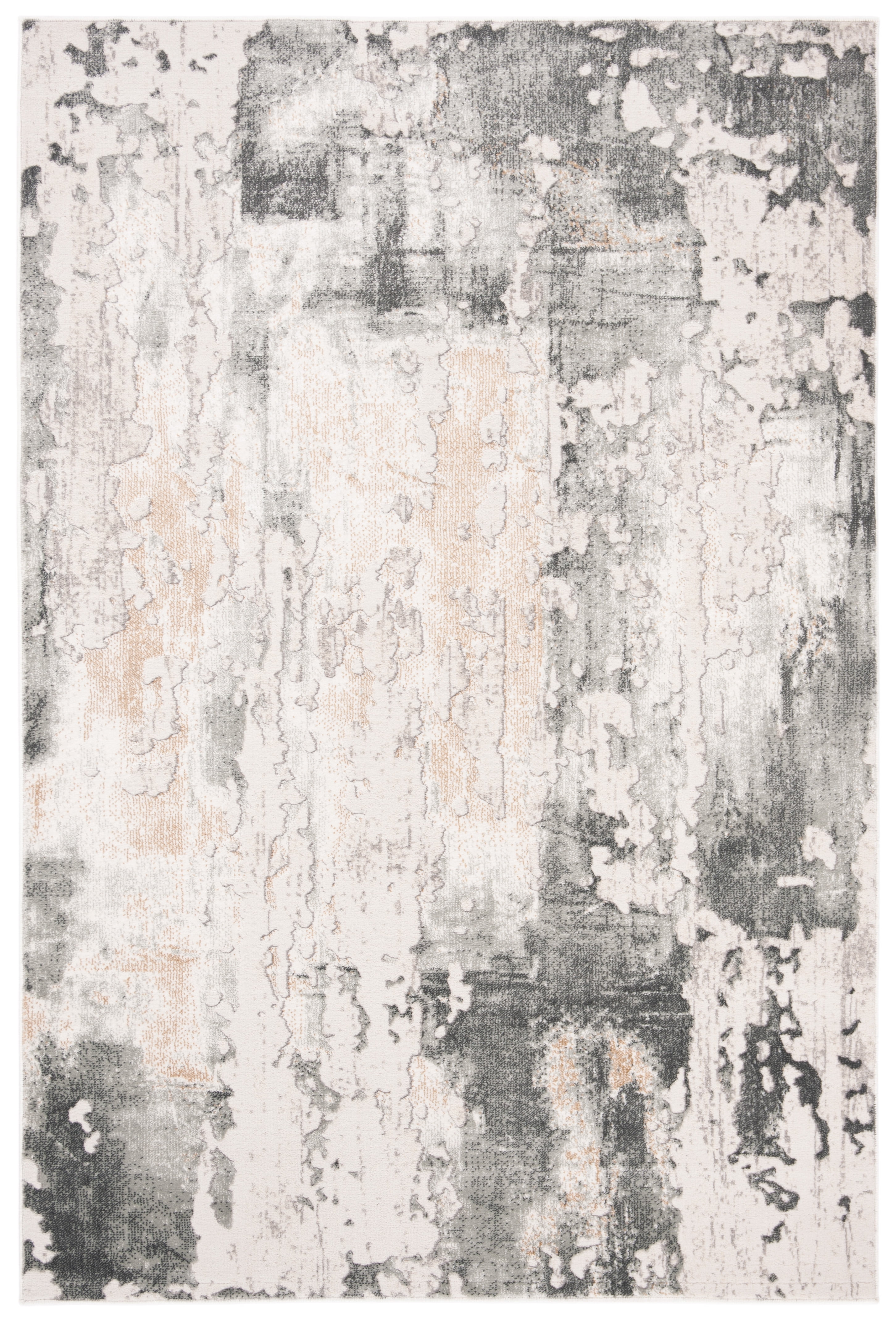 Abstract Gray Synthetic 24" Hand-Knotted Area Rug
