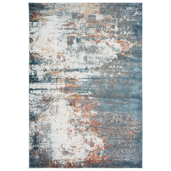 SAFAVIEH Vogue Jaylen Abstract Area Rug, Ivory/Blue Rust, 5'3" x 7'6"