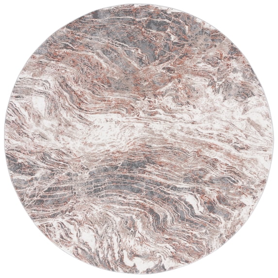 SAFAVIEH Vogue Molly Abstract Area Rug, Rust/Grey, 6'7" x 6'7" Round