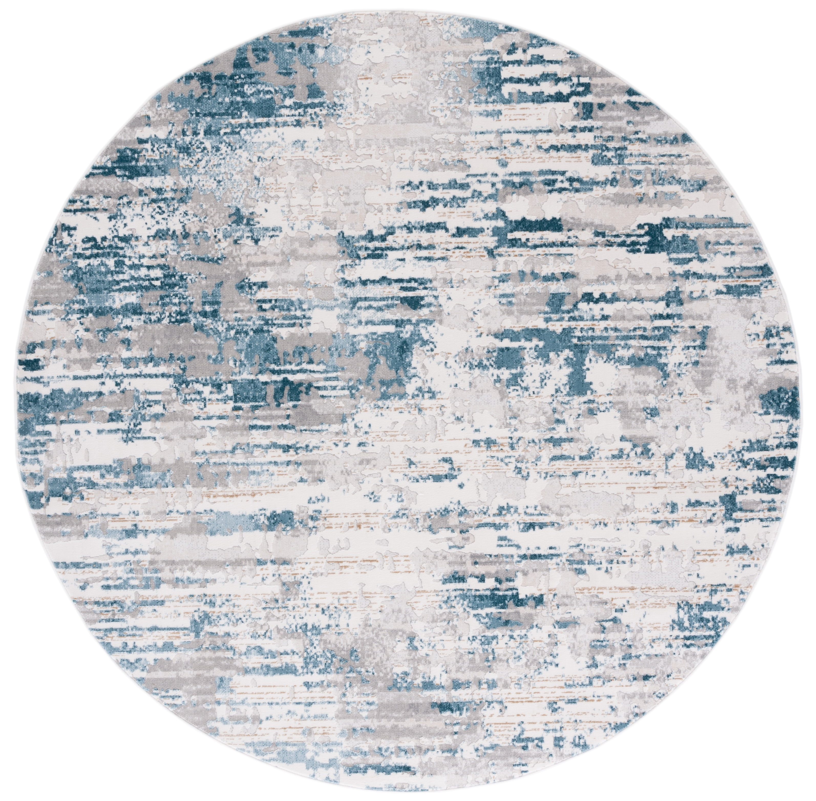 Ron Raz Rug SAFAVIEH Vogue Ronald Abstract Area Rug, Ivory/Teal, 3' x 3' Round ...