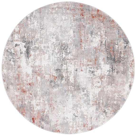SAFAVIEH Vogue Serafim Abstract Area Rug, Rust/Grey, 6'7" x 6'7" Round