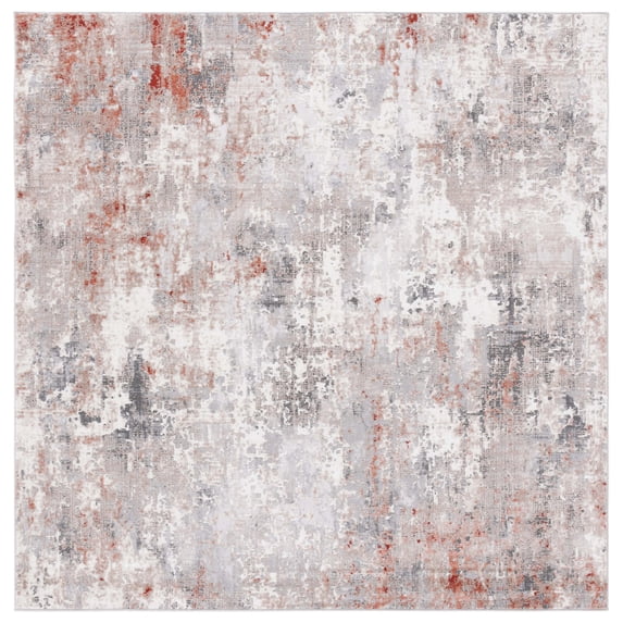 SAFAVIEH Vogue Serafim Abstract Area Rug, Rust/Grey, 6'7" x 6'7" Square