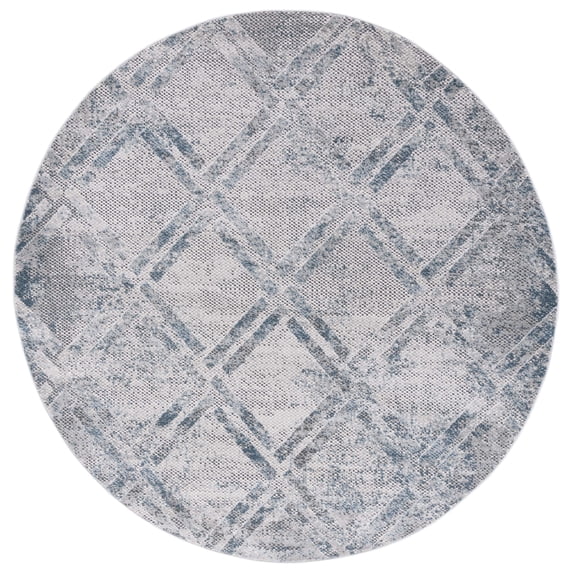 SAFAVIEH Vogue Warwick Geometric Area Rug, Grey/Blue, 6'7" x 6'7" Round