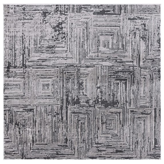 SAFAVIEH Whisper Theobald Abstract Area Rug, Grey/Dark Grey, 6'7" x 6'7" Square