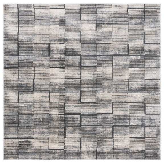 SAFAVIEH Whisper Terrence Abstract Area Rug, Grey/Light Beige, 6'7" x 6'7" Square