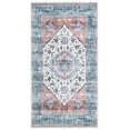thumbnail image 1 of SAFAVIEH Washable Printed Rug Lanford Medallion Polyester Machine Washable Area Rug, Turquoise/Red, 4' x 6', 1 of 9