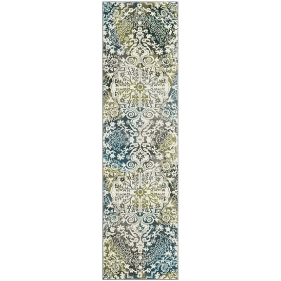 SAFAVIEH Watercolor Daven Abstract Area Rug, Ivory/Peacock Blue, 2'3" x 4'