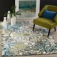 thumbnail image 1 of SAFAVIEH Watercolor Daven Abstract Colorful Area Rug, Ivory/Peacock Blue, 6'7" Square, 1 of 7