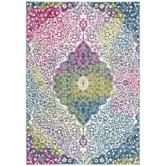 SAFAVIEH Watercolor Edna Abstract Colorful Area Rug, Ivory/Fuchsia, 9' x 12'