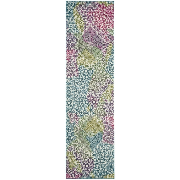 SAFAVIEH Watercolor Edna Abstract Colorful Runner Rug, Ivory/Fuchsia, 2'3" x 10'