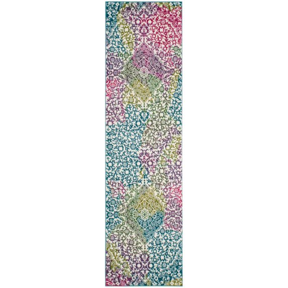 SAFAVIEH Watercolor Edna Abstract Colorful Runner Rug, Ivory/Fuchsia, 2'3" x 8'
