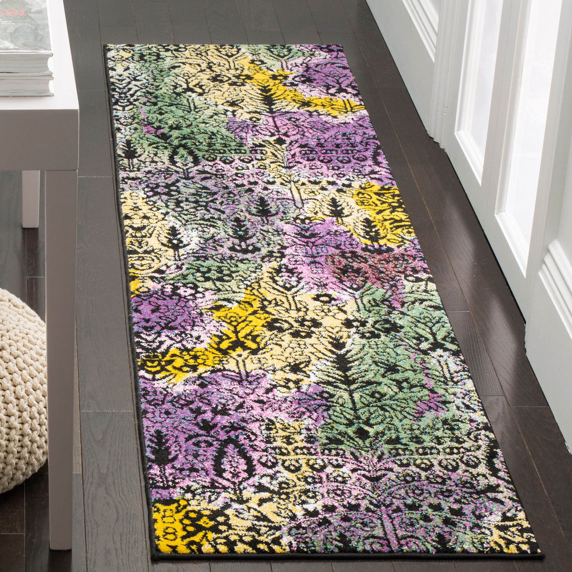 SAFAVIEH Watercolor Fallon Abstract Colorful Runner Rug, Light Yellow ...