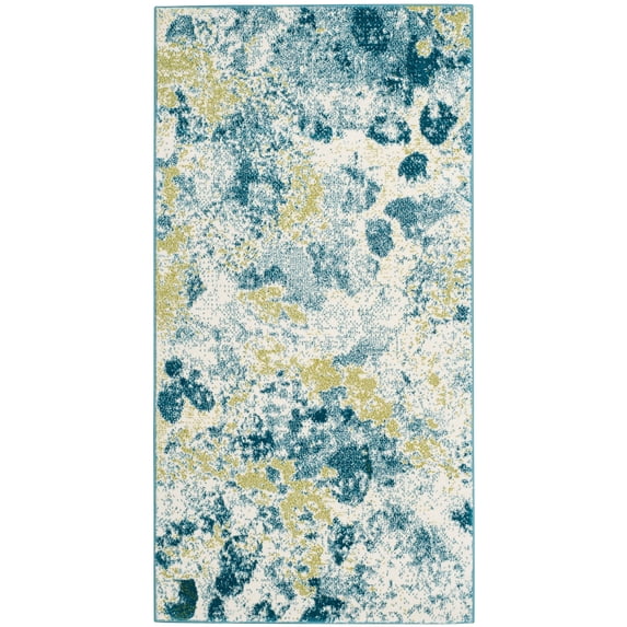 SAFAVIEH Watercolor Isabella Abstract Colorful Area Rug, Ivory/Light Blue, 2'3" x 4'
