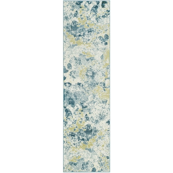 SAFAVIEH Watercolor Isabella Abstract Colorful Runner Rug, Ivory/Light Blue, 2'3" x 8'