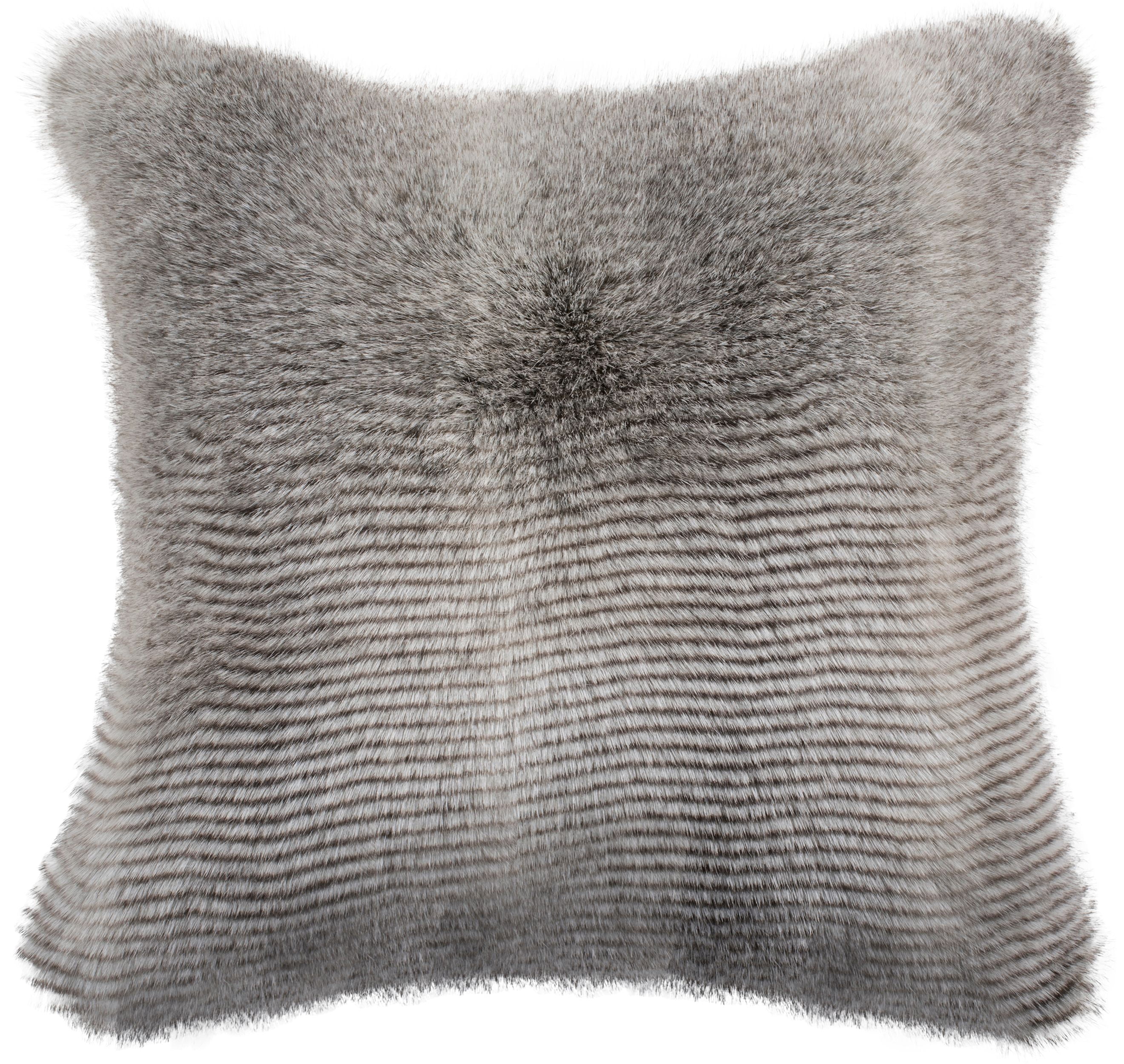 Gray Faux Fur 20" Square Pillow