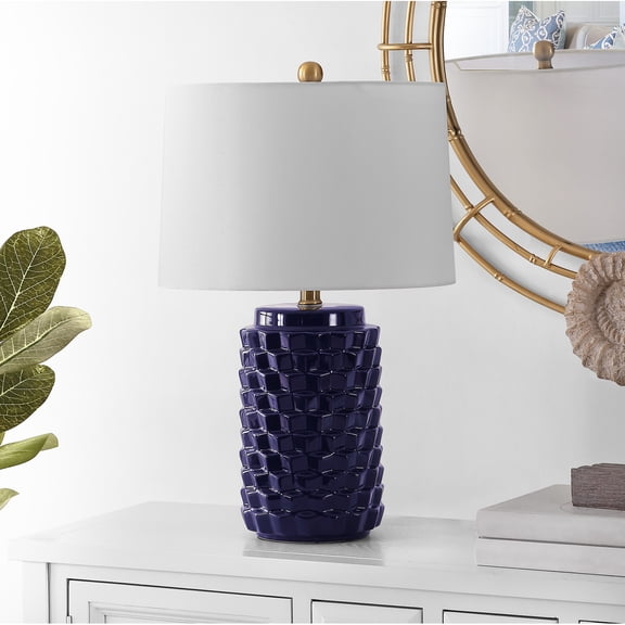 SAFAVIEH Weldon 22.5 in. Textured Ceramic Table Lamp, Navy