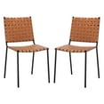 thumbnail image 1 of SAFAVIEH Wesson Contemporary Leather Solid Dining Side Chair, Cognac/Black (Set of 2), 1 of 14