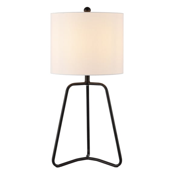 SAFAVIEH Weyn 24 in. Modern Black Iron Table Lamp with White 100% Cotton Shade