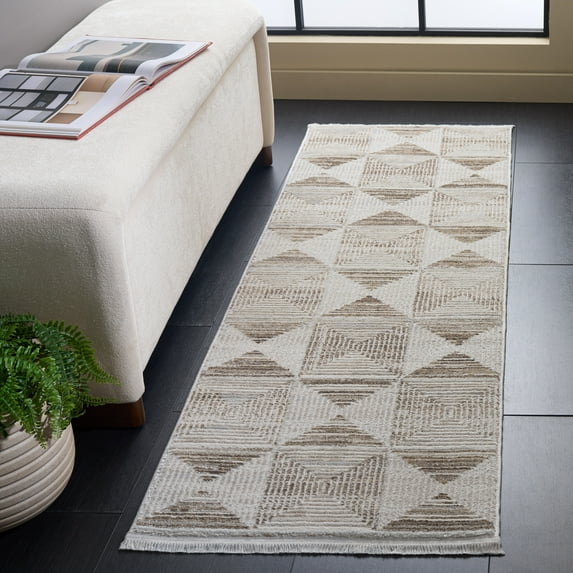SAFAVIEH Whisper Darrell Geometric Runner Rug, Beige/Ivory, 2' x 6'