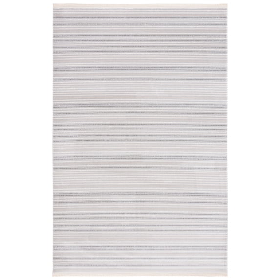SAFAVIEH Whisper Zyana Stripe Area Rug, Light Grey/Ivory, 6'7" x 6'7" Square
