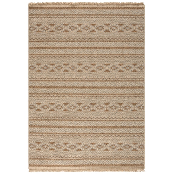 SAFAVIEH Wicker Juan Geometric Indoor/Outdoor Area Rug, Gray/Brown, 9' x 12'