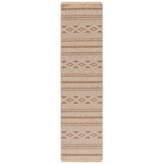 SAFAVIEH Wicker Juan Geometric Indoor/Outdoor Runner Rug, Gray/Brown, 2'2" x 8'