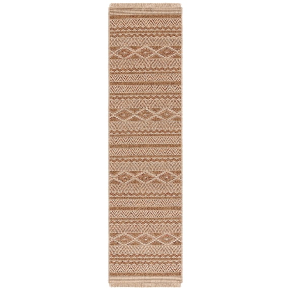 SAFAVIEH Wicker Juan Geometric Indoor/Outdoor Runner Rug, Natural/Brown, 2'2" x 8'