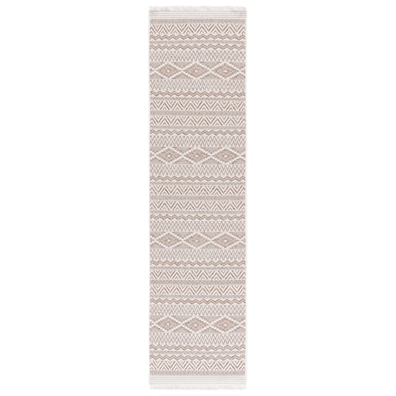 SAFAVIEH Wicker Juan Geometric Indoor/Outdoor Runner Rug, Orange/Beige, 2'2" x 8'