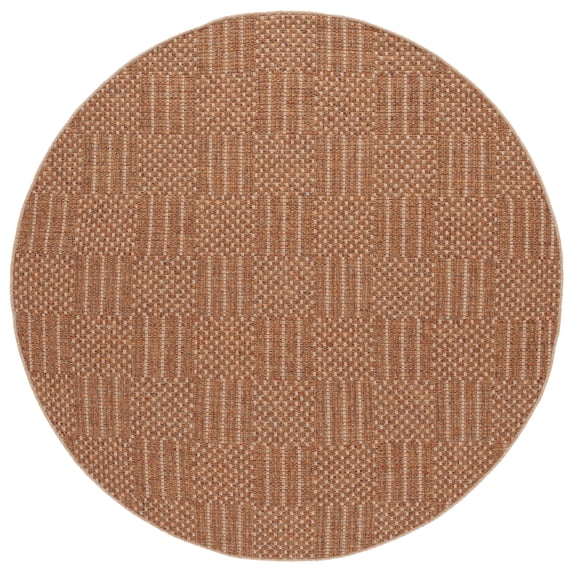 SAFAVIEH Wicker Kebo Geometric Indoor/Outdoor Area Rug, Natural/Brown, 6'7" x 6'7" Round