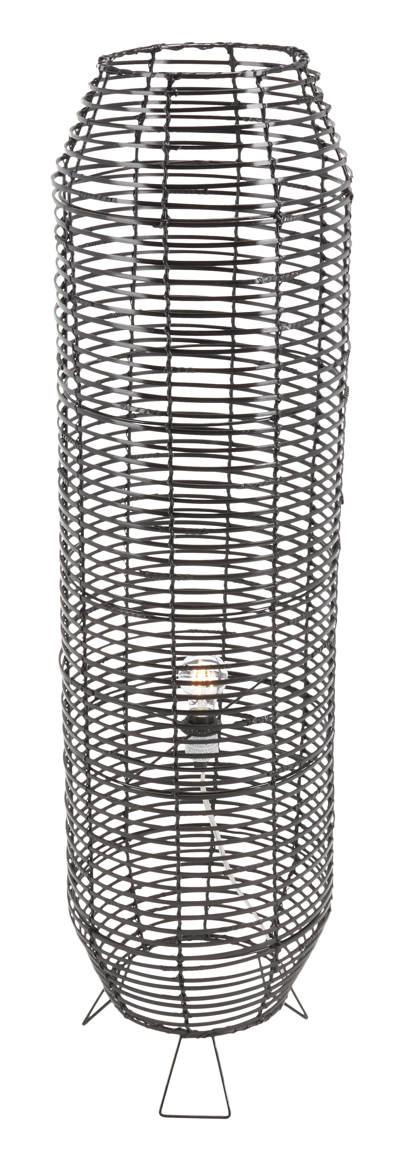 SAFAVIEH Wilde 50 in. Modern Black Rattan Floor Lamp with Black Shade