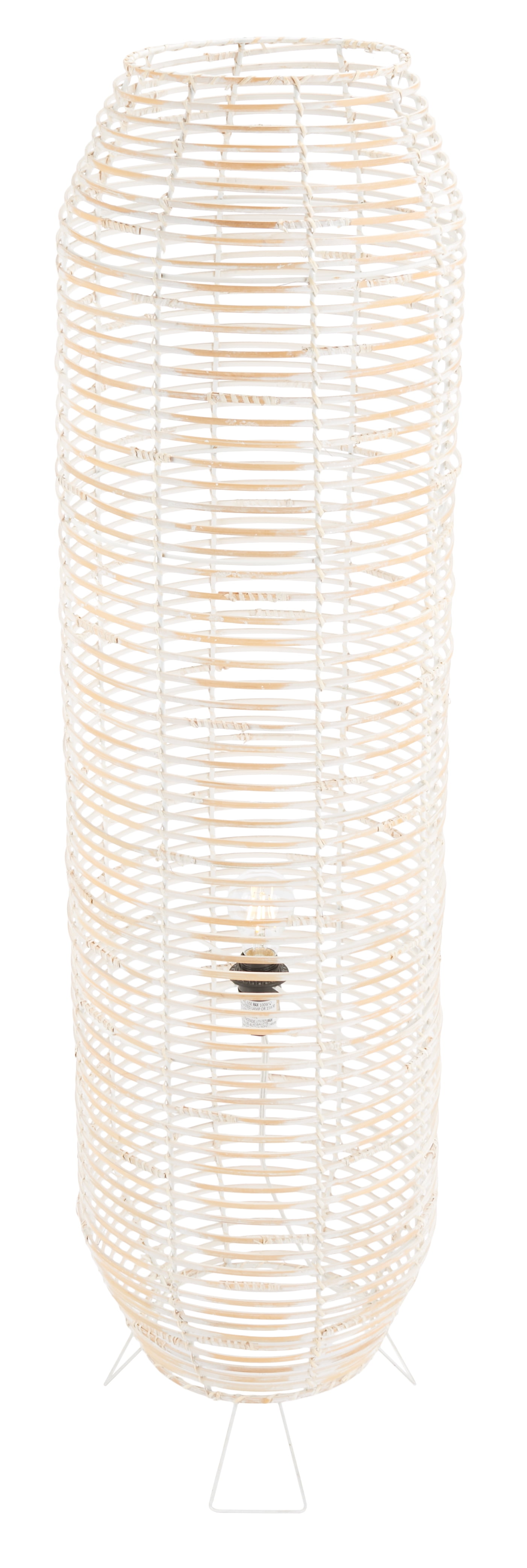 SAFAVIEH Wilde 50 in. Modern White Washed Rattan Floor Lamp with White Washed Shade
