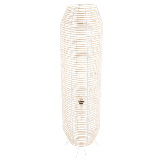 SAFAVIEH Wilde 50 in. Modern White Washed Rattan Floor Lamp with White Washed Shade