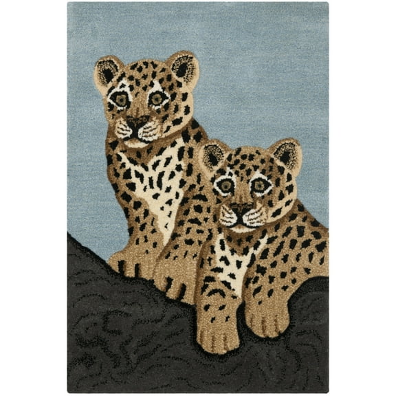 SAFAVIEH Wilderness Alexanndria Animal Print Wool Area Rug, Blue/Charcoal, 2' x 3'