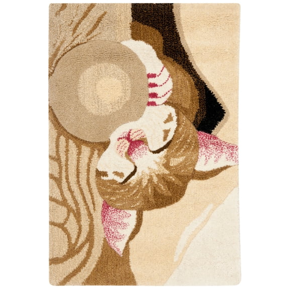 SAFAVIEH Wilderness Amadine Animal Graphic Print Wool Area Rug, Tan/Caramel, 2' x 3'