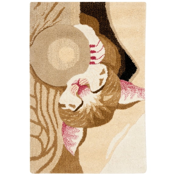 SAFAVIEH Wilderness Amadine Animal Graphic Print Wool Area Rug, Tan/Caramel, 2' x 3'