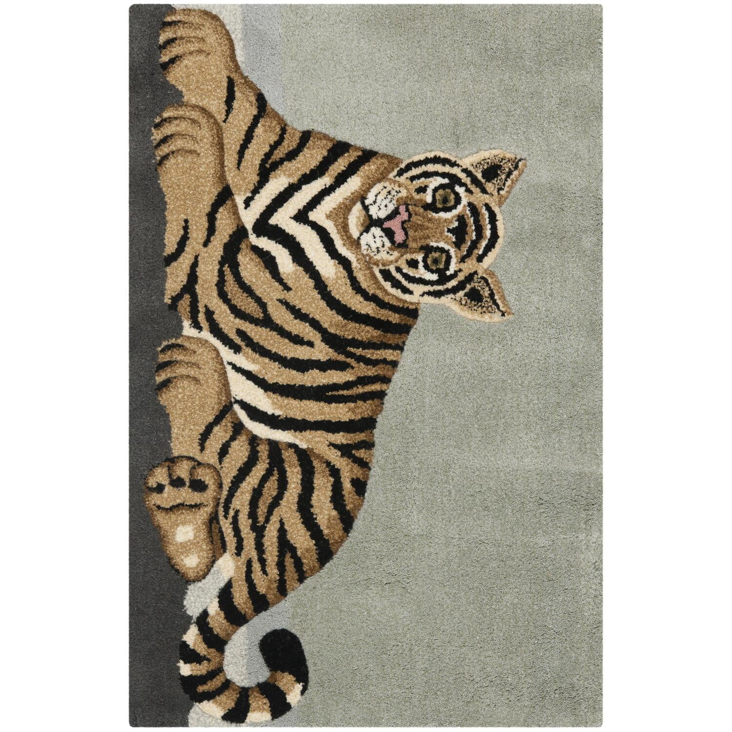 Elegant Wilderness Hand-Tufted Wool Rug in Light Gray and Tan, 2' x 3'