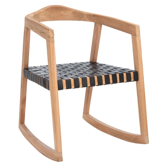 SAFAVIEH Willa Rocking Dining Chair, Black/Natural (22.8 in. W x 26 in. D x 32.7 in. H)