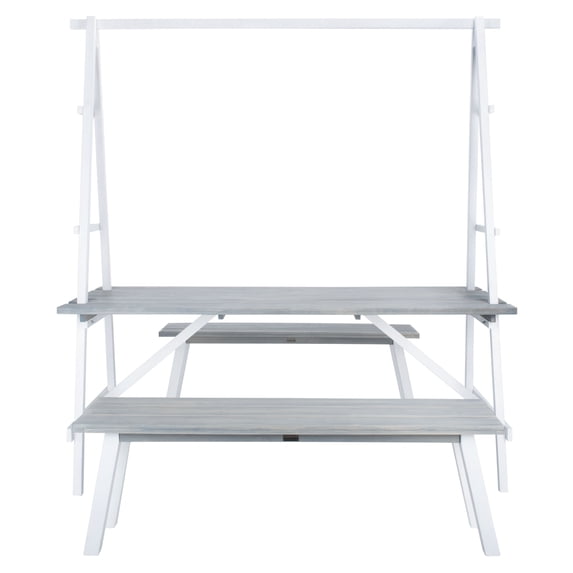 SAFAVIEH Willamy Outdoor Patio 3 Piece Dining Set, Ash Grey/White
