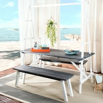 SAFAVIEH Willamy Outdoor Patio 3 Piece Dining Set, Dark Slate Grey/White