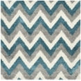 thumbnail image 1 of SAFAVIEH Willis Zigzag Stripes Kids Shag Area Rug, Ivory/Blue, 4' x 4' Square, 1 of 5