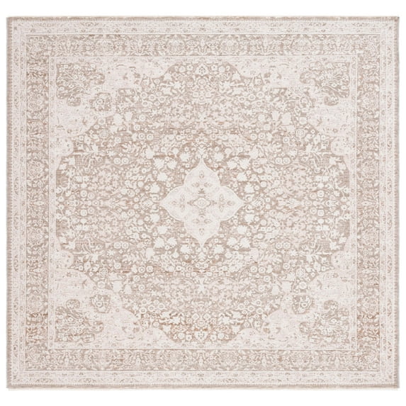 SAFAVIEH Willow Elvin Medallion Area Rug, Ivory/Sage, 6'3" x 6'3" Square