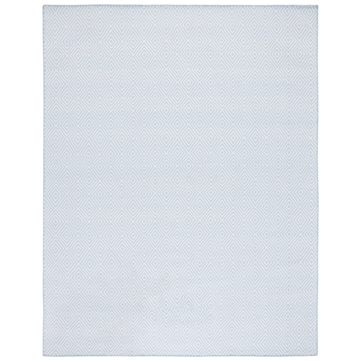 Hand-Hooked Wilton Light Blue Wool-Viscose 5' x 8' Rectangular Rug