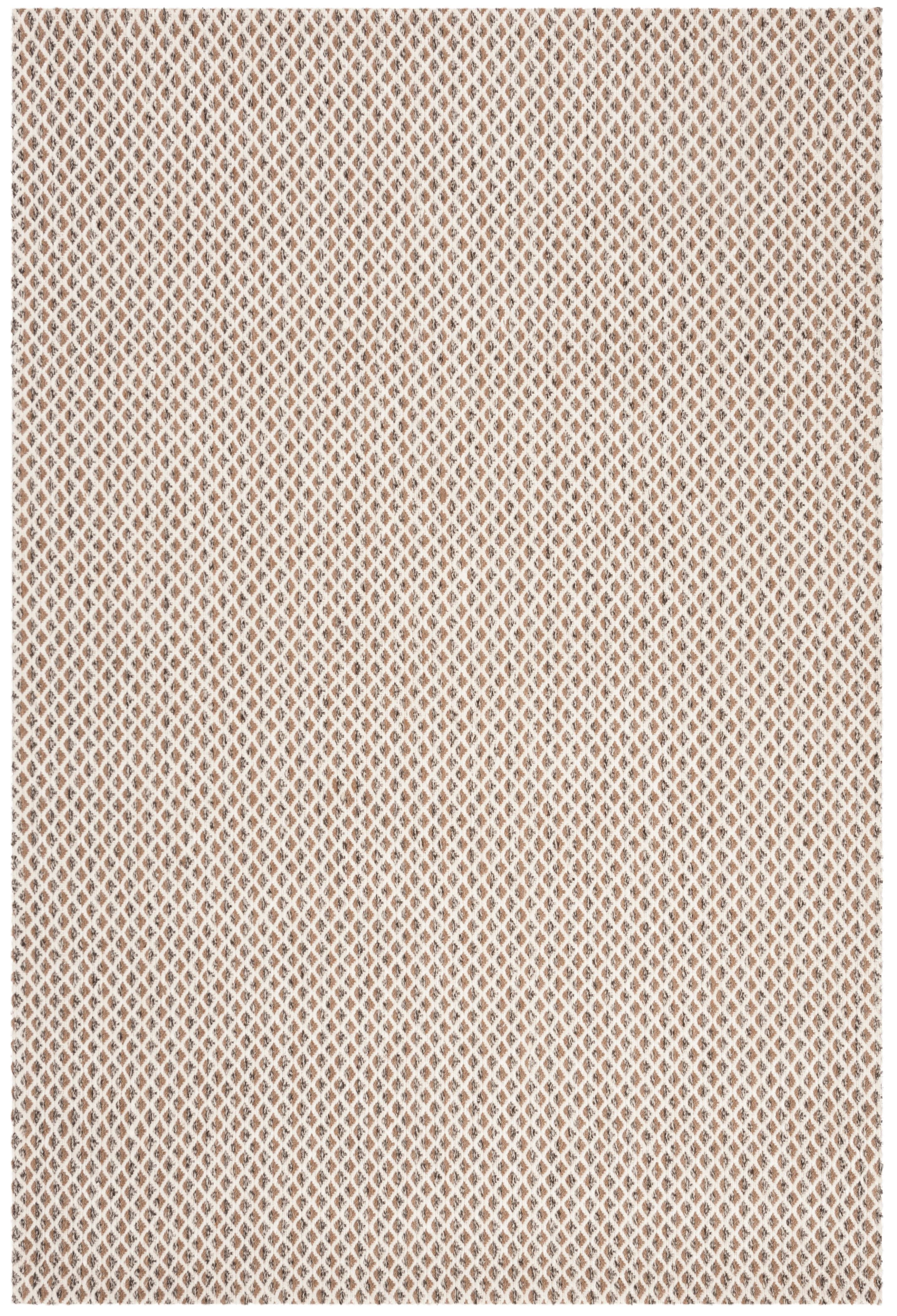 Ivory and Grey Hand-Knotted Wool Geometric 4' x 6' Rug