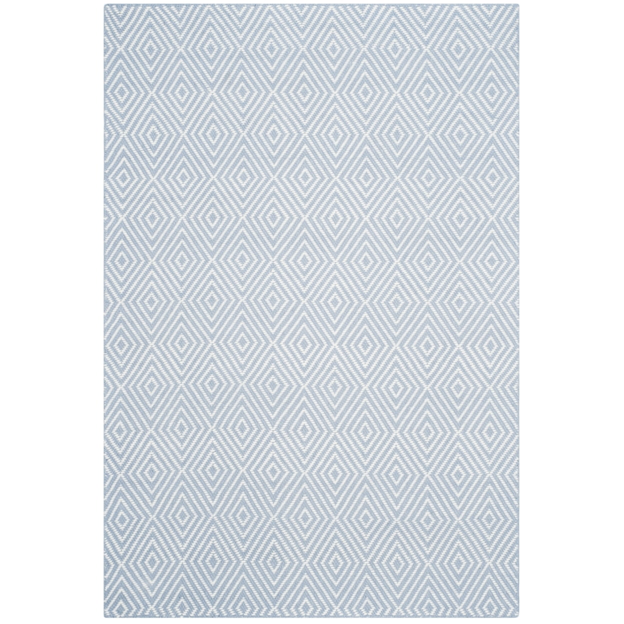 Handmade Light Blue and Ivory Wool Area Rug 4' x 6'