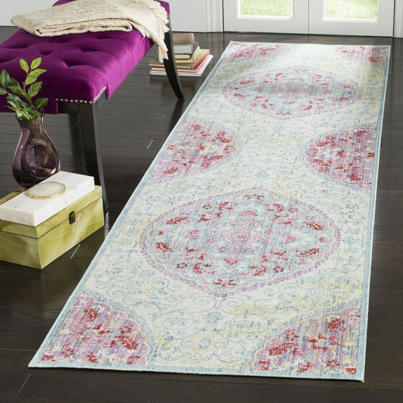SAFAVIEH Windsor Annora Transitional Runner Rug, Light Grey/Blue, 3' x 8'