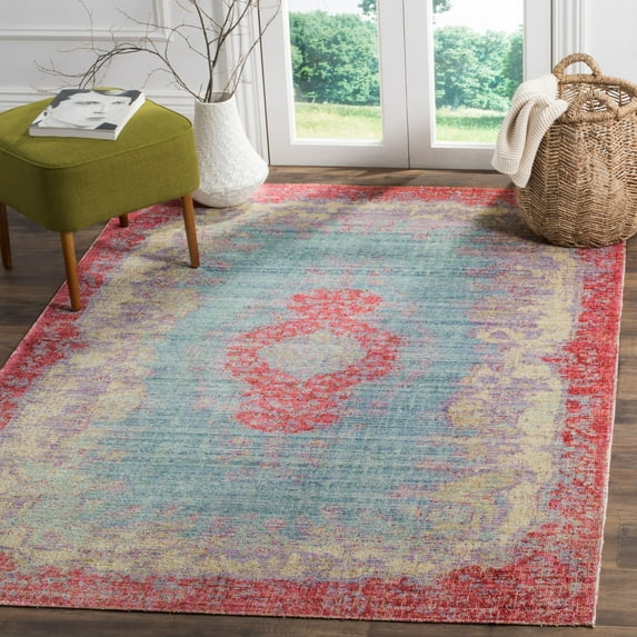 SAFAVIEH Windsor Beaufort Transitional Area Rug, Light Blue/Fuchsia, 8' x 10'