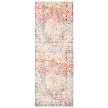 SAFAVIEH Windsor Danika Vintage Traditional Fringe Runner Rug, Cream/Purple, 3' x 8'