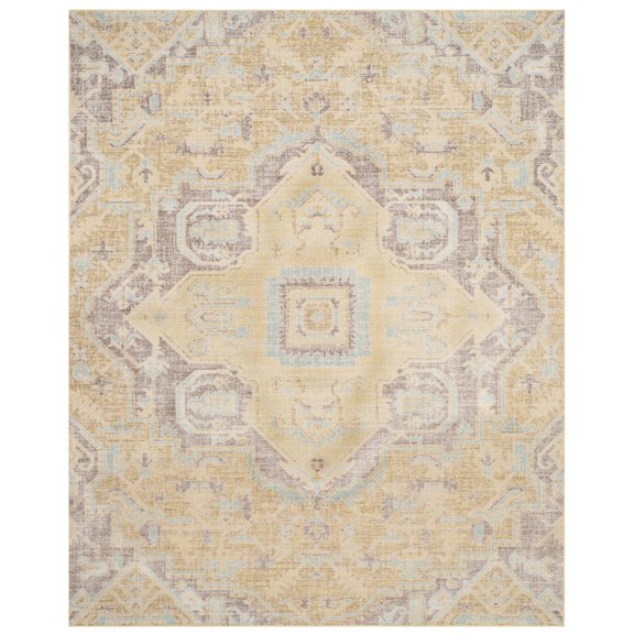 SAFAVIEH Windsor Daquan Traditional Area Rug, Light Grey/Lime, 9' x 13'