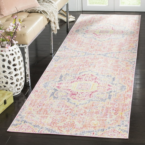 SAFAVIEH Windsor Daquan Traditional Runner Rug, Fuchsia/Blue, 3' x 12'